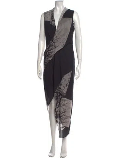 Pre-owned Helmut Lang Graphic Print Long Dress In Black