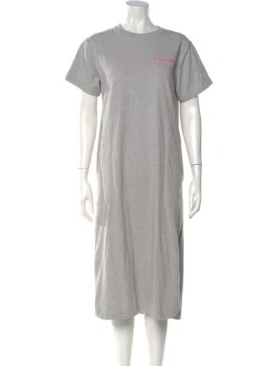 Pre-owned Helmut Lang Graphic Print Long Dress In Gray