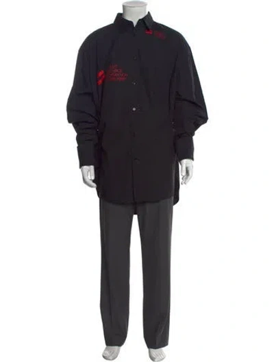 Pre-owned Helmut Lang Graphic Print Long Sleeve Shirt In Black