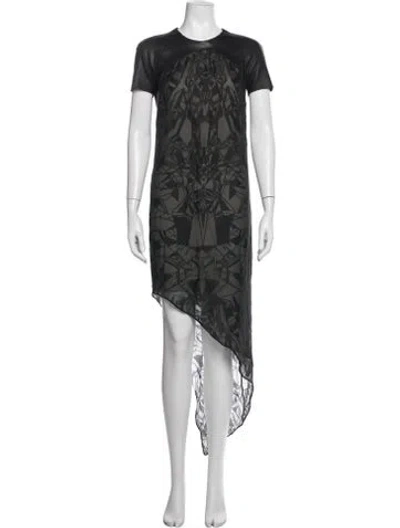 Pre-owned Helmut Lang Graphic Print Midi Length Dress In Black