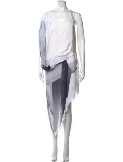Pre-owned Helmut Lang Graphic Print Midi Length Dress In Neutrals
