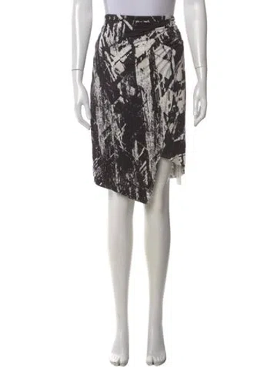 Pre-owned Helmut Lang Graphic Print Midi Length Skirt In White