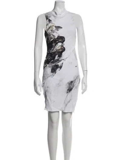 Pre-owned Helmut Lang Graphic Print Mini Dress In White