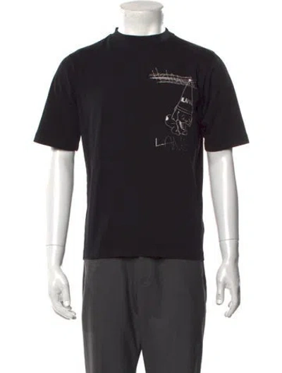 Pre-owned Helmut Lang Graphic Print Mock Neck T-shirt In Black