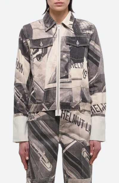 Helmut Lang Graphic Print Organic Cotton Trucker Jacket In Black Multi