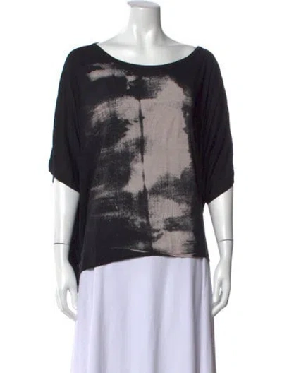 Pre-owned Helmut Lang Graphic Print Scoop Neck Top In Black