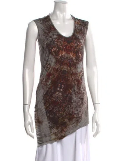 Pre-owned Helmut Lang Graphic Print Scoop Neck Top In Gray