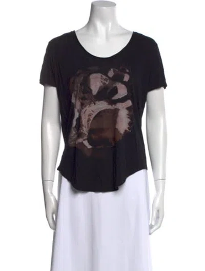 Pre-owned Helmut Lang Graphic Print Scoop Neck T-shirt In Black