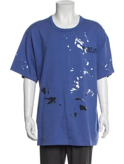 Pre-owned Helmut Lang Graphic Print Scoop Neck T-shirt In Blue