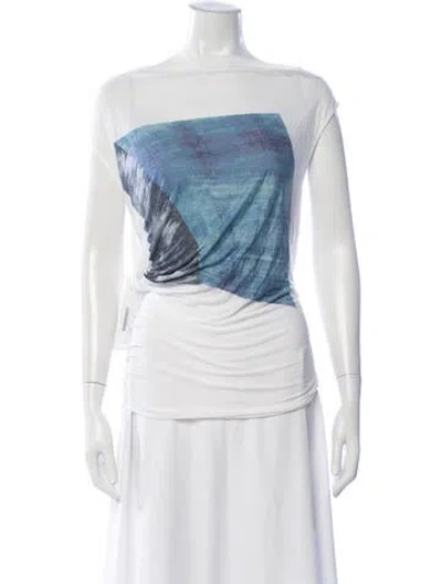 Pre-owned Helmut Lang Graphic Print Scoop Neck T-shirt In White
