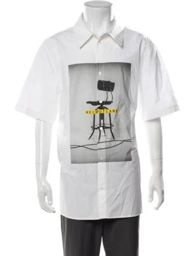 Pre-owned Helmut Lang Graphic Print Short Sleeve Shirt In White