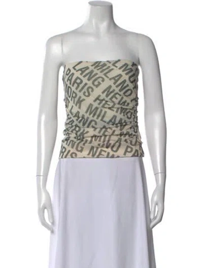 Pre-owned Helmut Lang Graphic Print Strapless Top W/ Tags In Brown