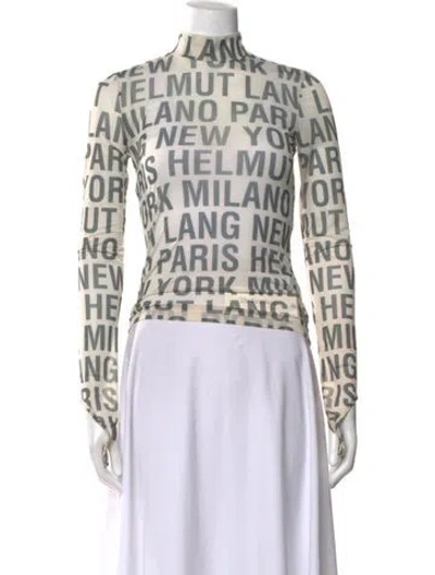 Pre-owned Helmut Lang Graphic Print Turtleneck Top In Green