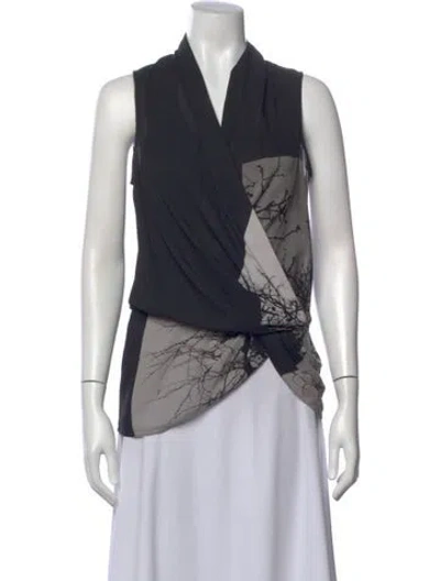 Pre-owned Helmut Lang Graphic Print V-neck Top In Black