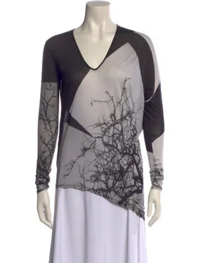 Pre-owned Helmut Lang Graphic Print V-neck Top In Neutral