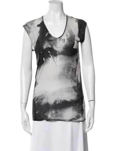 Pre-owned Helmut Lang Graphic Print V-neck Top In Neutral