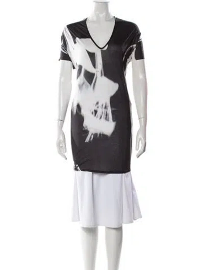 Pre-owned Helmut Lang Graphic Print V-neck T-shirt In Black