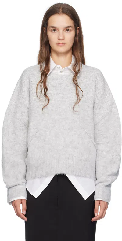 Helmut Lang Gray Brushed Apex Sweater In Lt Heather Grey - 06