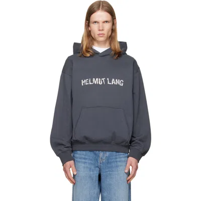 Helmut Lang Gray Crumpled Logo Hoodie