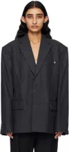 Helmut Lang Driver Wool-blend Blazer In Charcoal - A00