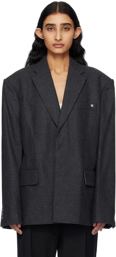 Helmut Lang Driver Wool-blend Blazer In Charcoal