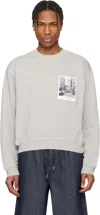 Helmut Lang Gray Dumbo Postcard Crewneck Sweatshirt In Heather Grey