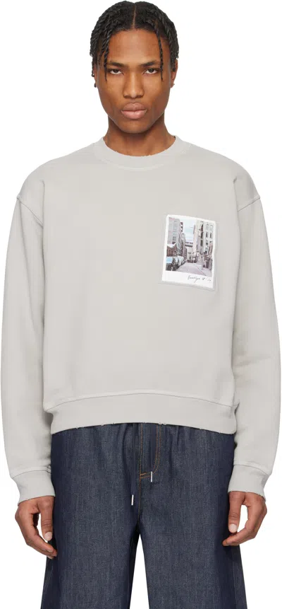 Helmut Lang Gray Dumbo Postcard Crewneck Sweatshirt In Heather Grey