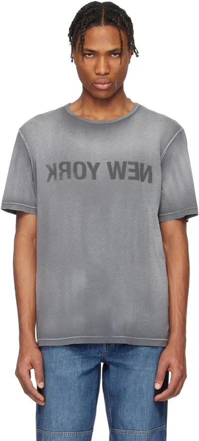 Helmut Lang Gray Garment-dyed 'new York' T-shirt In Gunmetal - Q14