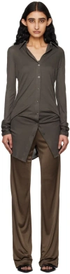 Helmut Lang Gray Ribbed Minidress In Graphite