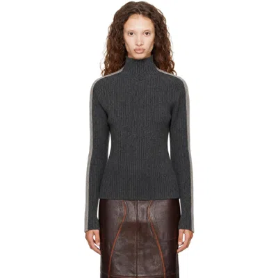 Helmut Lang Gray Wool Mock-neck Sweater