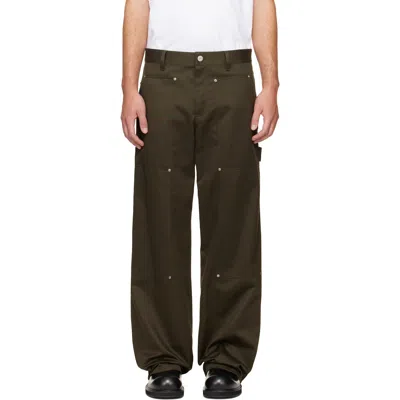 Helmut Lang Green Carpenter Trousers In Dark Moss - Ftx