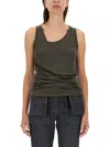 Helmut Lang Grey Solid Scoop Neck Top In Grey