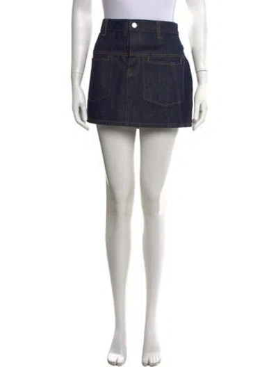 Pre-owned Helmut Lang Grosgrain Trim Mini Skirt W/ Tags In Blue
