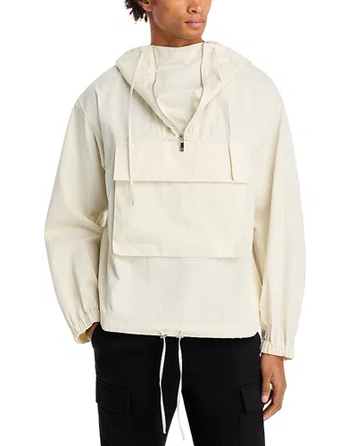 Helmut Lang Gusset Half Zip Hooded Jacket In Creme