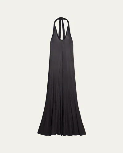 Helmut Lang Halter Dancer Maxi Dress In Black Sand