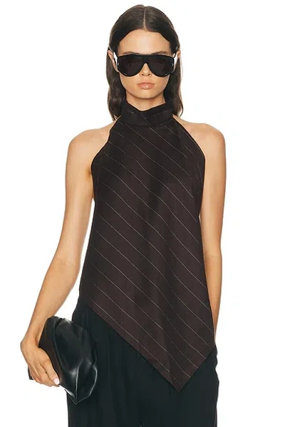 Helmut Lang Halter Scarf Top In Brown Multi