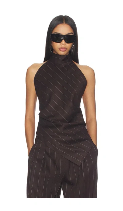 Helmut Lang Halter Scarf Top In Brown Multi