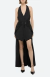 Helmut Lang Pleated Halter Vest Dress In Black