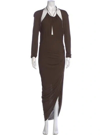 Pre-owned Helmut Lang Halterneck Long Dress W/ Tags In Green