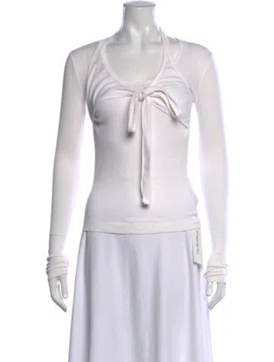 Pre-owned Helmut Lang Halterneck Long Sleeve Top In White