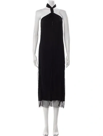 Pre-owned Helmut Lang Halterneck Midi Length Dress W/ Tags In Black