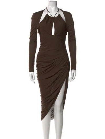 Pre-owned Helmut Lang Halterneck Midi Length Dress W/ Tags In Brown