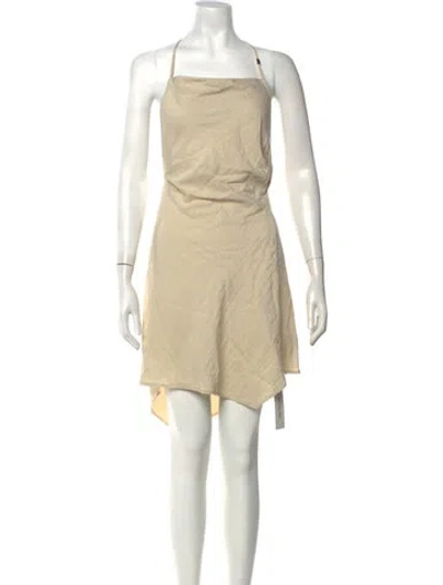 Pre-owned Helmut Lang Halterneck Mini Dress In Metallic/neutrals