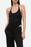 Helmut Lang Harness Detail Knit Halter Top In Black