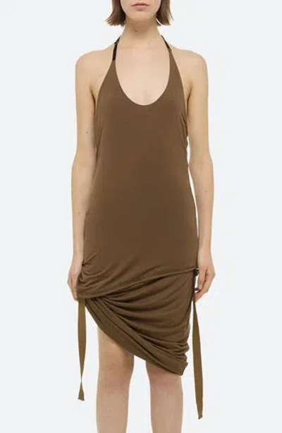 Helmut Lang Harness Detail Knit Halter Top In Cocoa