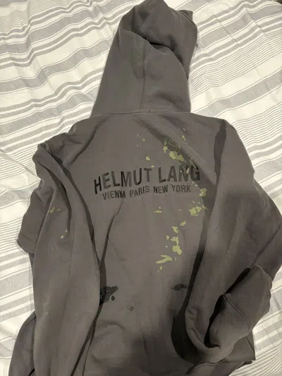 Pre-owned Helmut Lang Helmet Lang Paint Splatter Hoodie In Gray