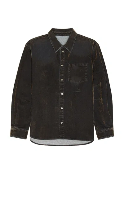 Helmut Lang Curved Shirt In Flocked Olive