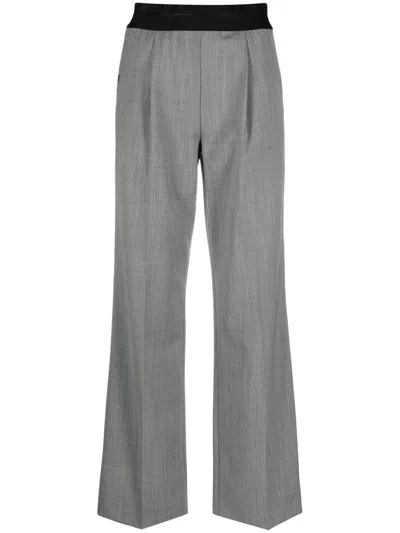 Helmut Lang Herringbone Pull-on Suit Pants In Grey