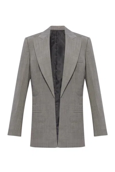 Helmut Lang Herringboned Single-breasted Blazer In Gray