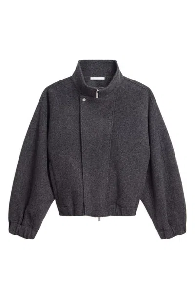 Helmut Lang High Neck Bomber Jacket In Gray